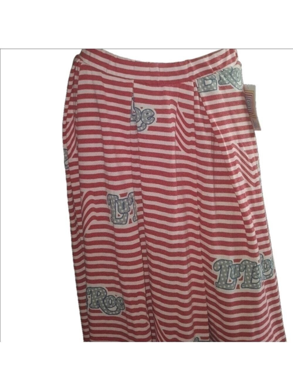 LULAROE Red White Striped Pocket Skirt Large New With Tags